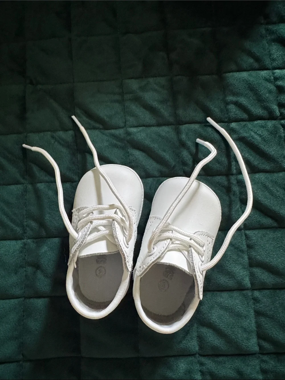 Angel James Boys White Leather Lace Up Baby Shoe-Size Baby 1